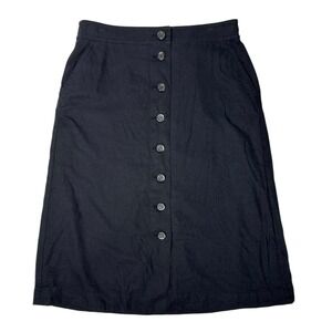 Ann Taylor Linen Midi Skirt Black Womens Size‎ 14